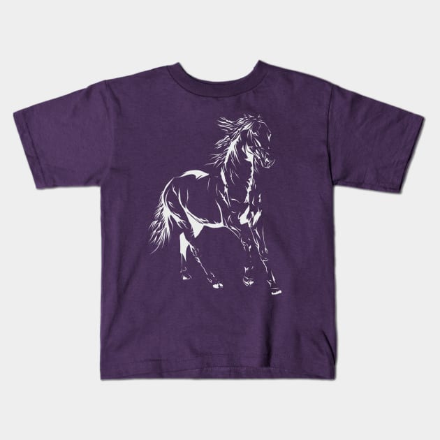 Horse Design- White Kids T-Shirt by Danispolez_illustrations